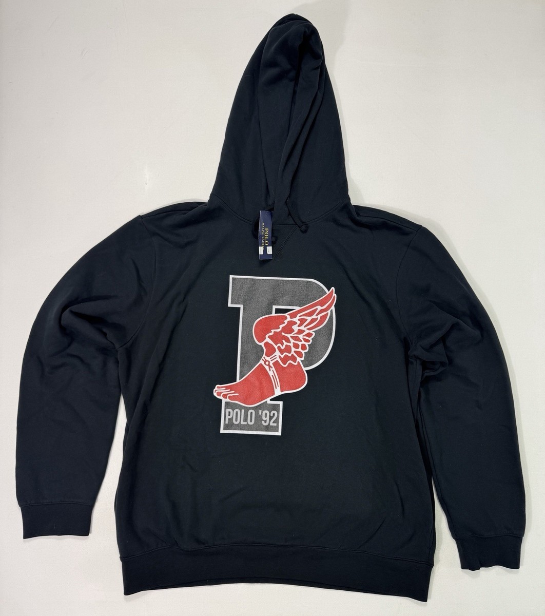 Polo Ralph Lauren Mens 2XL Pullover Hoodie P-Wing NWT Black Logo