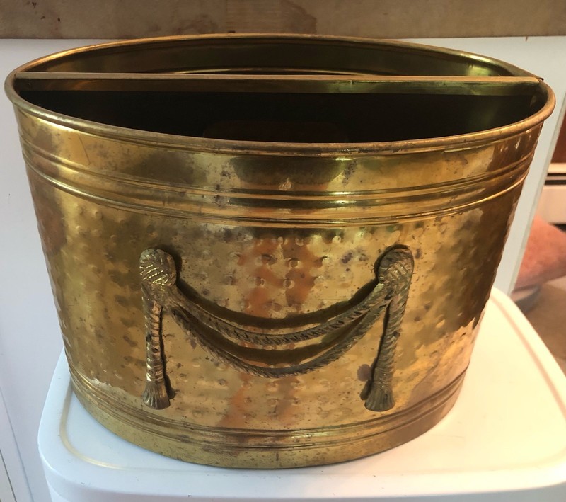 Vintage Brass Magazine Rack / Kindling Box Regency