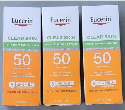 Eucerin Clear Skin, SPF 50 Lightweight Lotion Sunscreen, EXP 08/2026 (3PK)