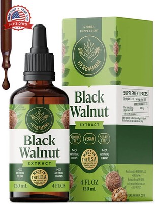 HERBAMAMA Black Walnut Tincture - Vegan Digestive Cleanse Support with Black Wal