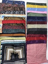 Lot Of 32 Vintage Unsigned 100 Silk Hand Rolled Pocket Squares