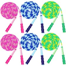 6 Pack Jump Rope For Kids,Soft Beaded Jump Rope,Adjustable Length Tangle-Free...