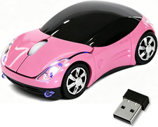 Pink Wireless Mouse Mini Car Computer Mouse 1600Dpi 2.4G Wireless with USB Re...