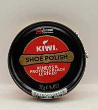 Kiwi Black Shoe Polish 1 1/8 oz Classic Wax New
