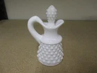 Vintage Fenton Hobnail Milk Glass Oil / Vinegar Cruet Bottle Pitcher W/ Stopper