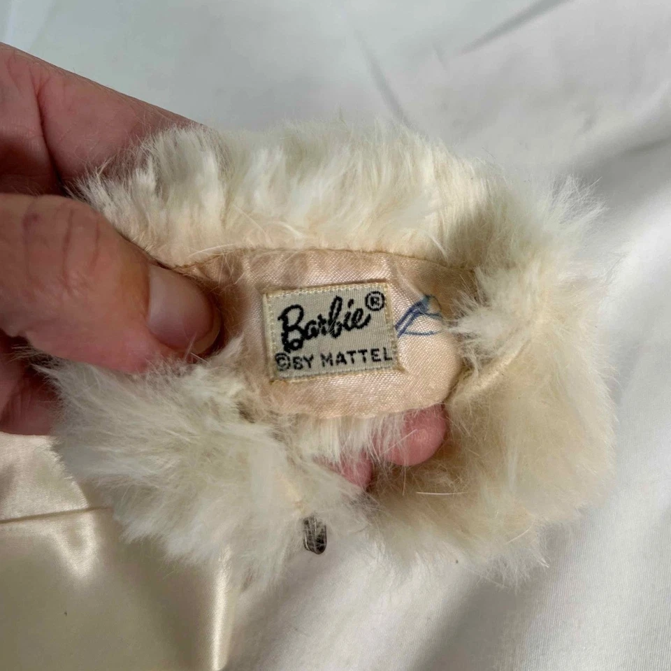 Vintage 1960s Barbie Doll Gown Dress Fur Stole Collar & Shoes - Image 2 of 4