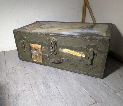 ビンテージ　米軍 US ARMY 希少 フットロッカ－ トランクBOX Vintage US Army Military USMC Transport Foot Locker Trunk Chest