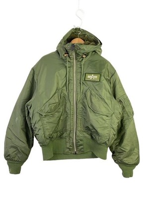 ALPHA Industries Flight Jacket L Nylon Khaki 8405-00-1001-1517 Used