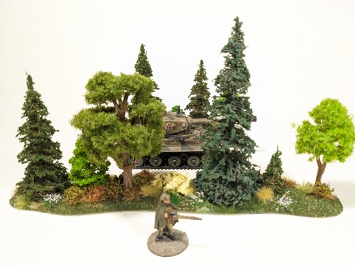 LARGE 28mm 32mm HO 2pc 15.5" TREELINE w 10 Trees Foliage Scenery Scatter #438 - Picture 12 of 18