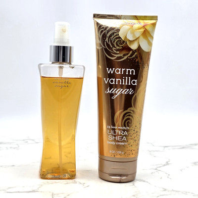 Bath & Body Works Warm Vanilla Sugar Fragrance Mist and 24 Hr Body Cream 8 fl oz
