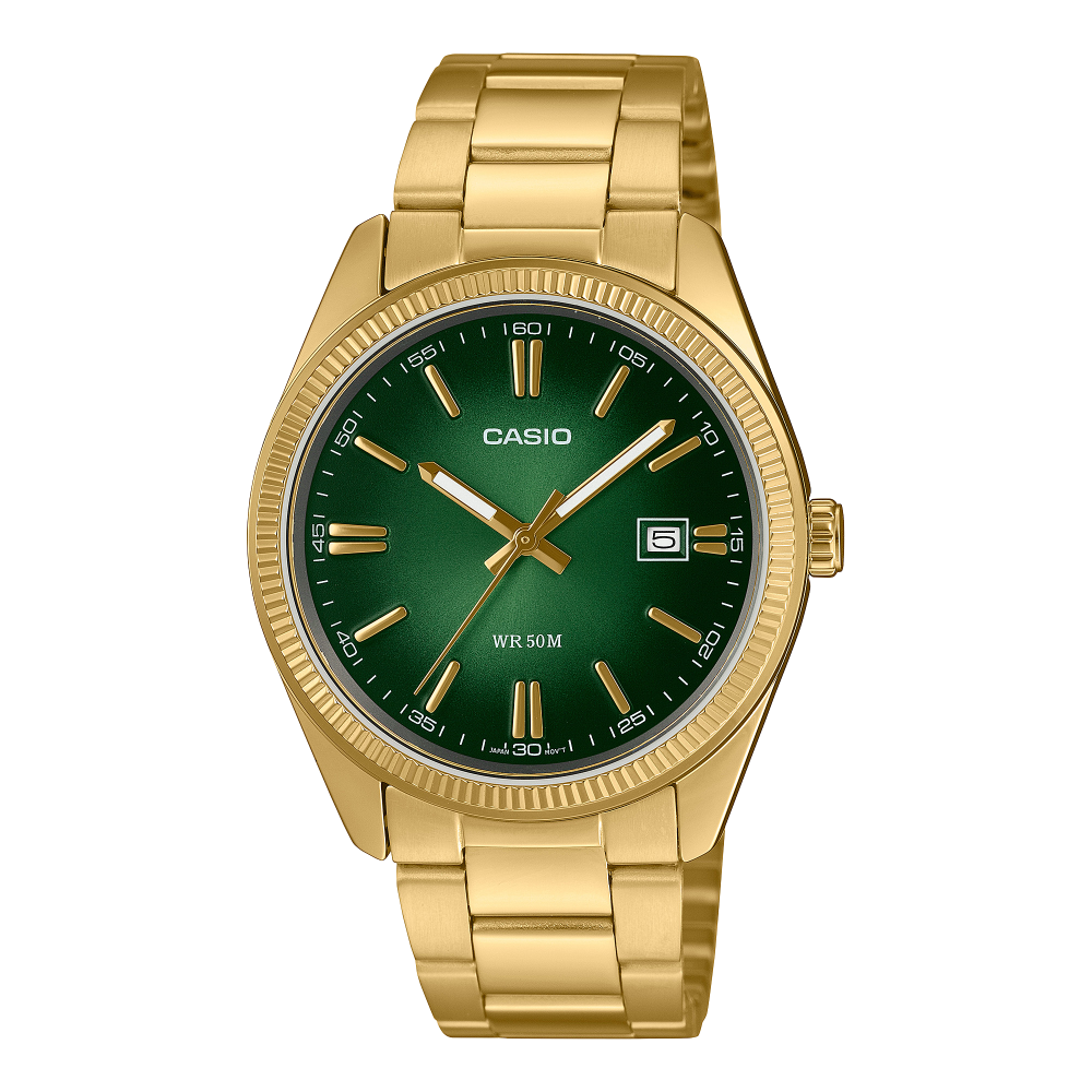 Casio, Armbanduhr, MTP-1302PGC-3AVEF, Grün, Gold, (Analoguhr, 38.50 mm) - Bild 3
