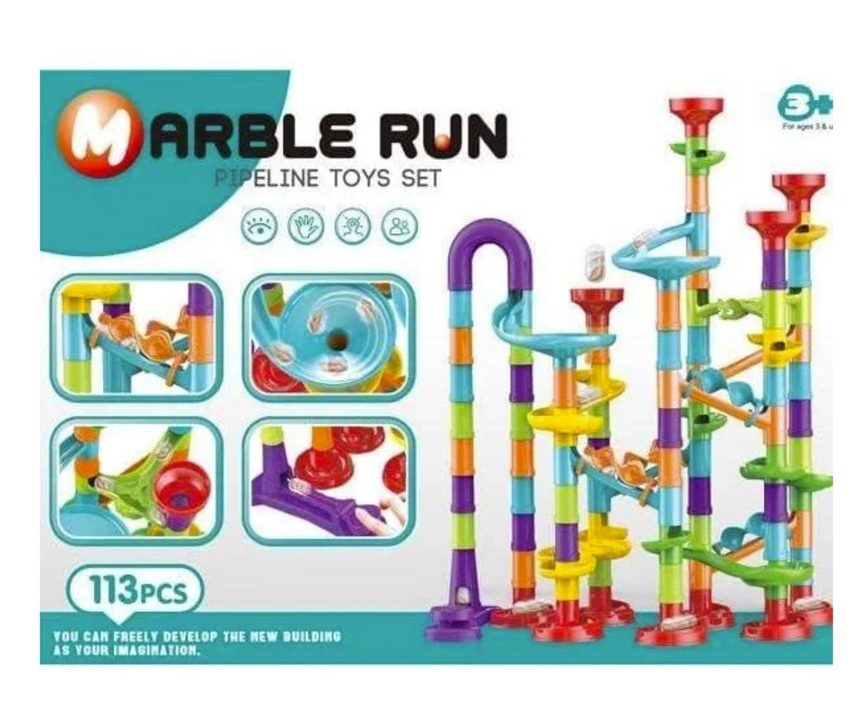 Marble Run - 113 pcs | Marble Maze Game Building Toy for Kid, Marble Track Race - Image 2 of 4