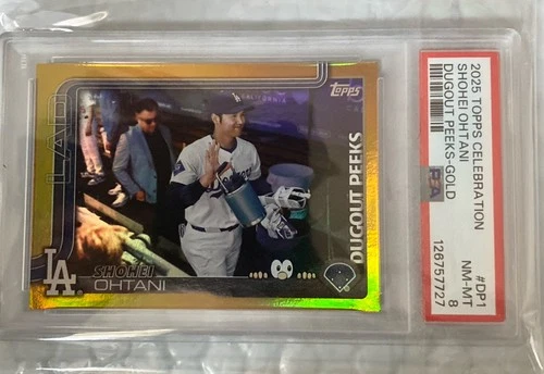 2025 TOPPS CELEBRATION SHOHEI OHTANI DUGOUT PEEKS GOLD PSA 8 16/50 LA DODGERS