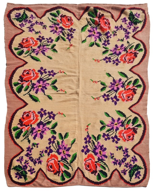 Rare Hand Knotted Vintage Flat Weave Kilim Kilm Wool Area Rug 7 x 5 Ft
