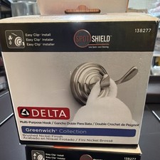 Delta Greenwich Double Towel Hook in SpotShield Brushed Nickel