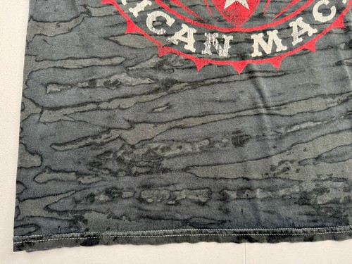 Vtg MMA Elite Shirt Black Gray Camo Short Sleeve Skull Wings Distressed Y2K M - Picture 5 of 9