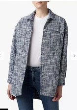 Helene For Denim Wardrobe Textured Shacket, Leia/navy Size 16 £195 Made In