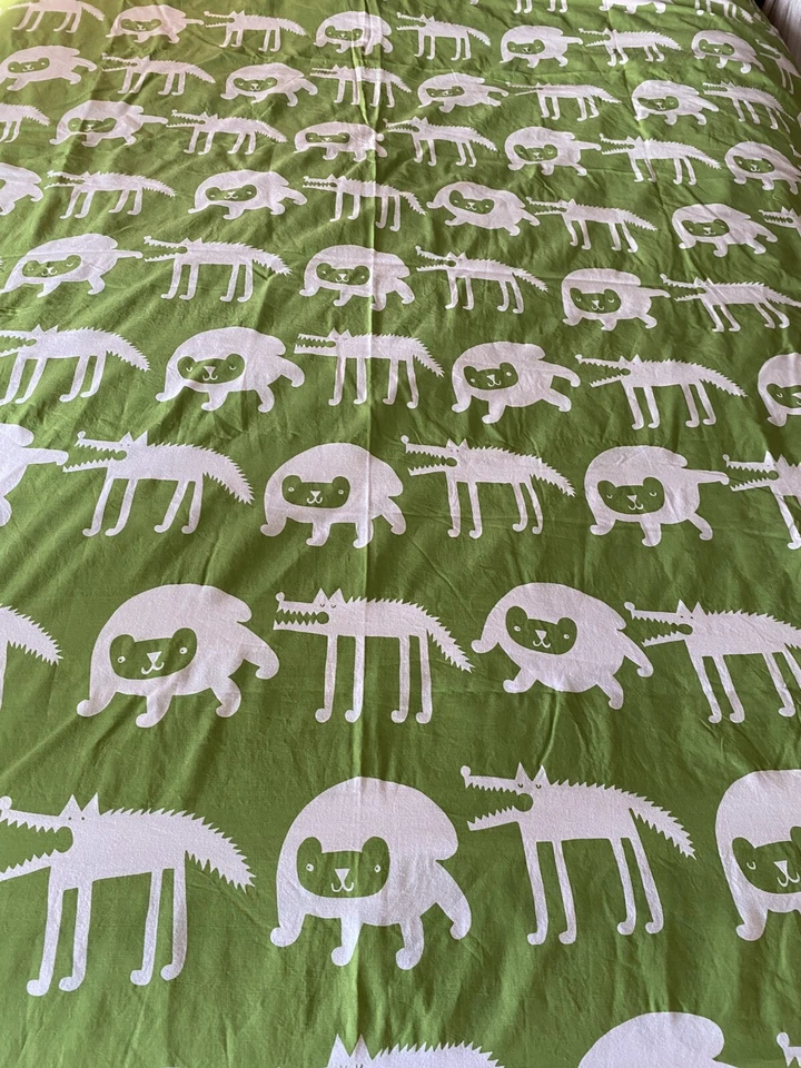 Funda nórdica reversible de algodón IKEA Barnslig Ulven Twin verde blanco Foto 3 de 4