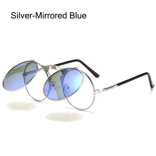 Round Flip Up Sunglasses UV400 Protection 90's Retro Shades for Women & Men - Picture 25 of 26