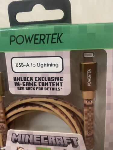 Powertek Minecraft STEVE-A to RAPID Charging Cable 6 Feet iPhone NEW - Picture 2 of 5