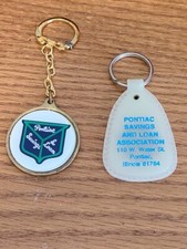 Pair Vintage Collectors Pontiac Savings  & Loan Keychains Pontiac Illinois