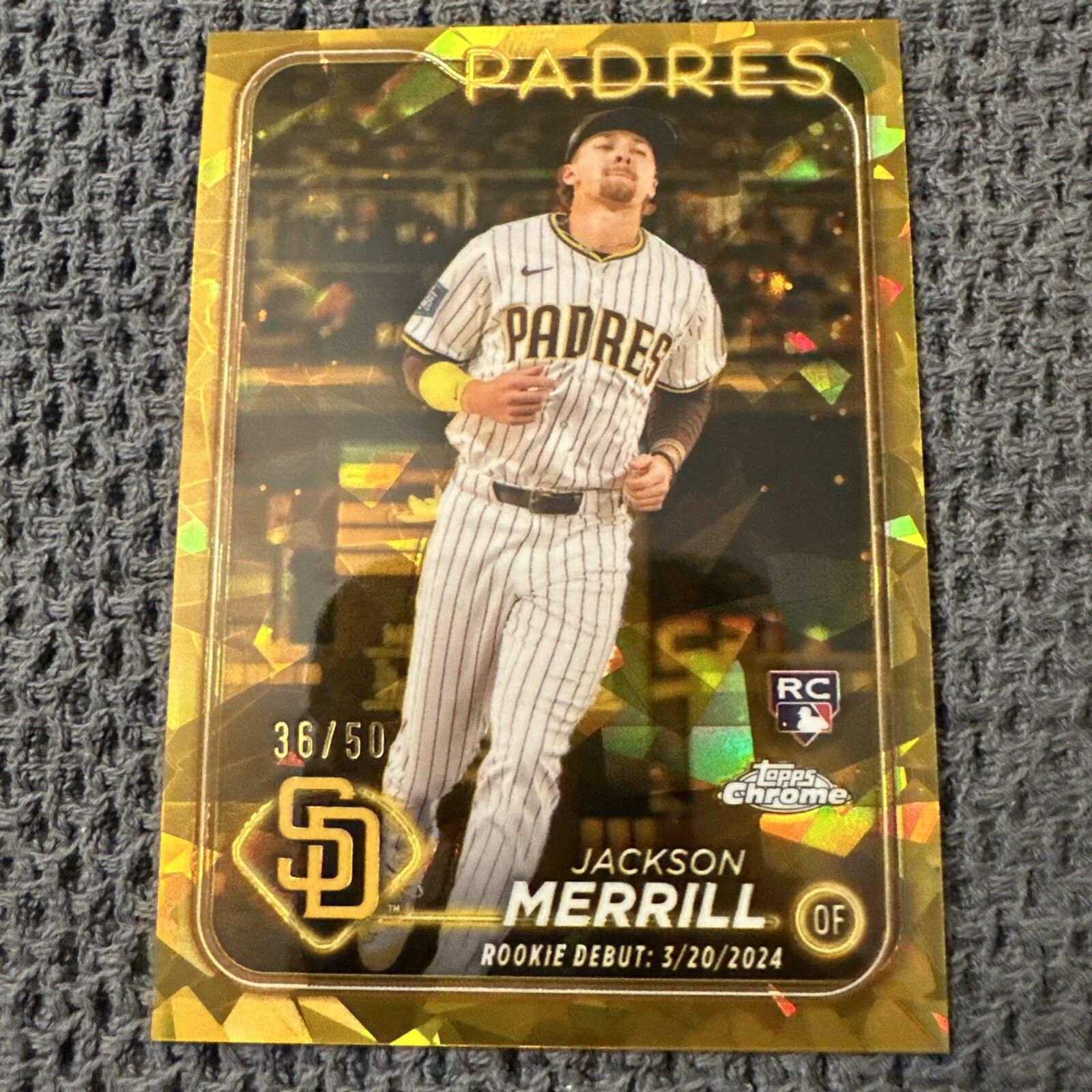 2024 Topps Chrome Update Sapphire Jackson Merrill Debut Gold Refractor /50