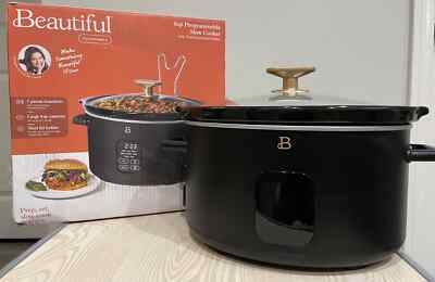 Beautiful 6 Qt Programmable Slow Cooker, Black Sesame by Drew Barrymore