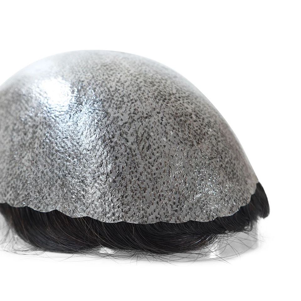 Full Poly Skin for Mens Toupee Injected PU Human Hair System Replacement Wig Men - Image 3 of 4