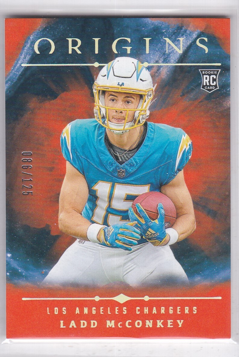 2024 Panini Origins #139 Ladd McConkey RC Orange 86/125 Los Angeles Chargers