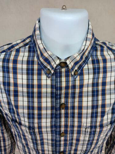 Dickies Mens Medium Blue Plaid Long Sleeve Button Shirt