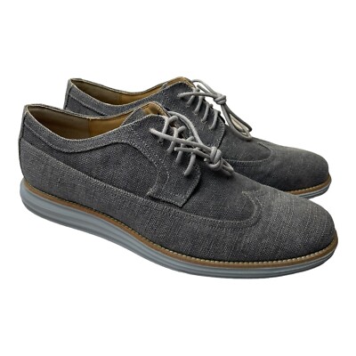 Cole Haan LunarGrand C13974 Grey Leather Canvas Wingtip Oxford Mens 13M s-l400.jpg main image 3