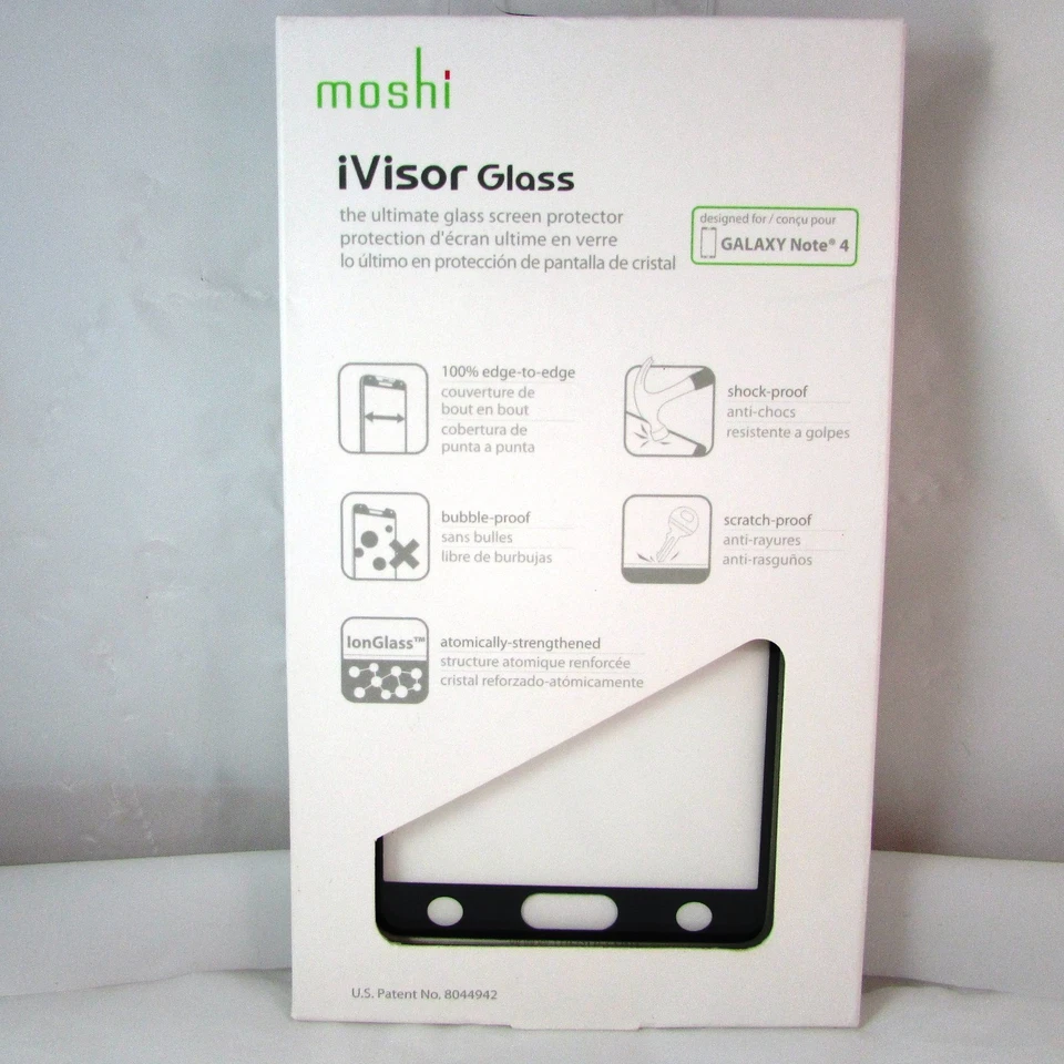 NEW Moshi Ion Samsung Galaxy Note 4 Tempered Glass iVisor Screen Protector Black - Image 2 of 4