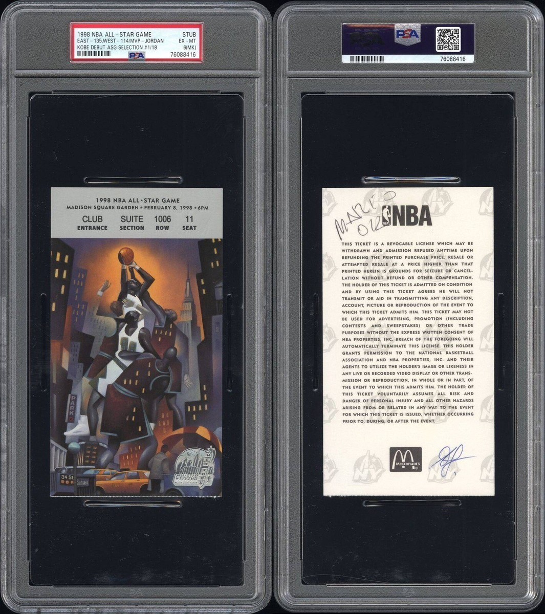 1998 NBA ALL-STAR GAME KOBE BRYANT DEBUT/MICHAEL JORDAN MVP