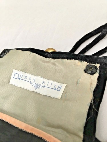 OOAK Antique Black Silk Moire Watermarked Purse ESTATE - Picture 5 of 9