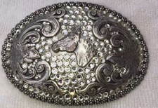 Nocona Blazin Roxx Horse Head Crystal Western Belt Buckle HORSE 37536.EUC