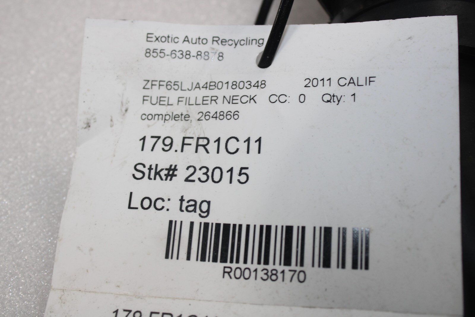 Ferrari California, Fuel Filler Neck Hose, Complete Set, Used, P/N 264866