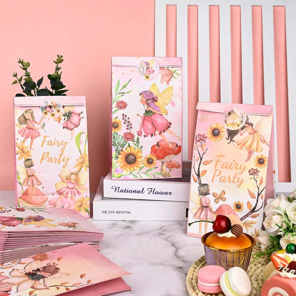 24 Pack Fairy Party Favor Bags with Stickers,Paper Treat Goodie Bag for Woodland - Image 3 of 4