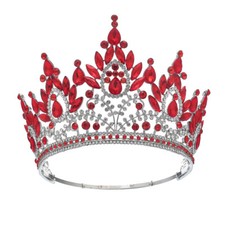 12.5cm Tall Crystal Tiara Crown Wedding Queen Princess Prom Adjustable For Women