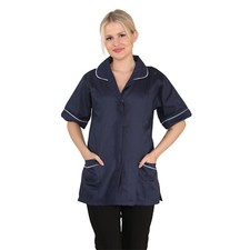 WOMENS TUNIC SHIRT LADIES HEALTHCARE NURSING UNIFORM CARER WORK SALON TOP BLOUSE