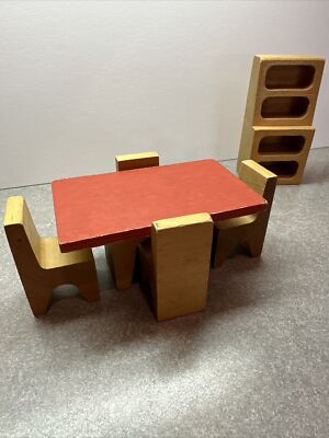 Creative Playthings Made Finland dollhouse MCM sofa, chairs, table Eames Era 6