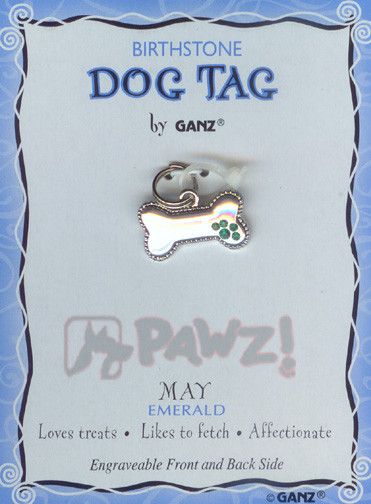 MAY BIRTHSTONE DOG TAG Emerald Pet Jewelry Charm