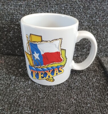 Texas Souvenir Coffee Mug TX Flag Gray Cup History Geography and Science Lesson