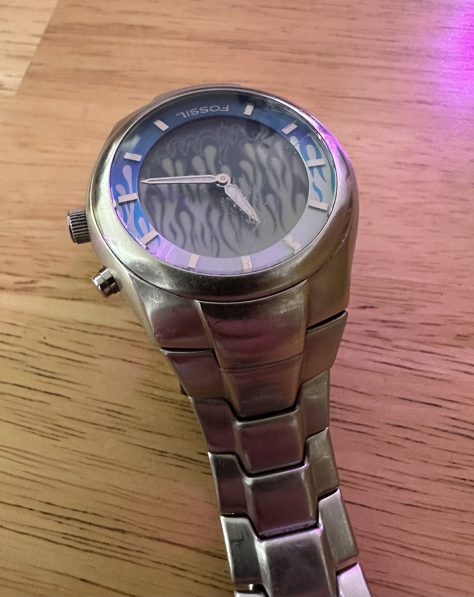 Fossil Big Tic JR-8222 Blue Flame Dial Big Tic Stainless Fossil Big Tic JR-8222 Blue Flame Dial Big Tic Stainless