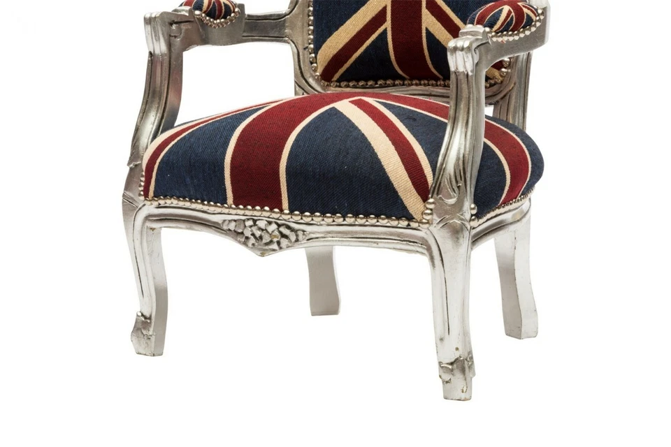 Poltrona con braccioli barocco in foglia argento per BAMBINI PICCOLA CAMERETTA - Immagine 2 di 3