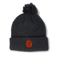 Pom Pom Beanies for Women Lion Rampant Embroidery Winter Hats for Men Skull Cap