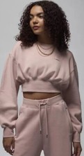 Women's Jordan Flight Fleece Cropped Sweatshirt in Pink, Size: S Retail 108