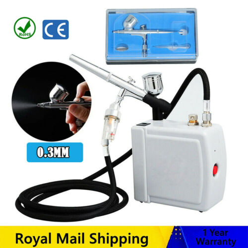 25PSI Airbrush Compressor Kit Spray Gun Dual Action Air Brush Paint Model 0.3MM - Picture 2 of 13