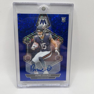 2024 Panini Mosaic Rome Odunze RC Auto No Huddle Blue Disco Prizm Bears