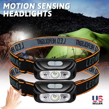 2  Rechargeable Headlamp Super Bright LED Head Light Forehead Flashlight Outdoor