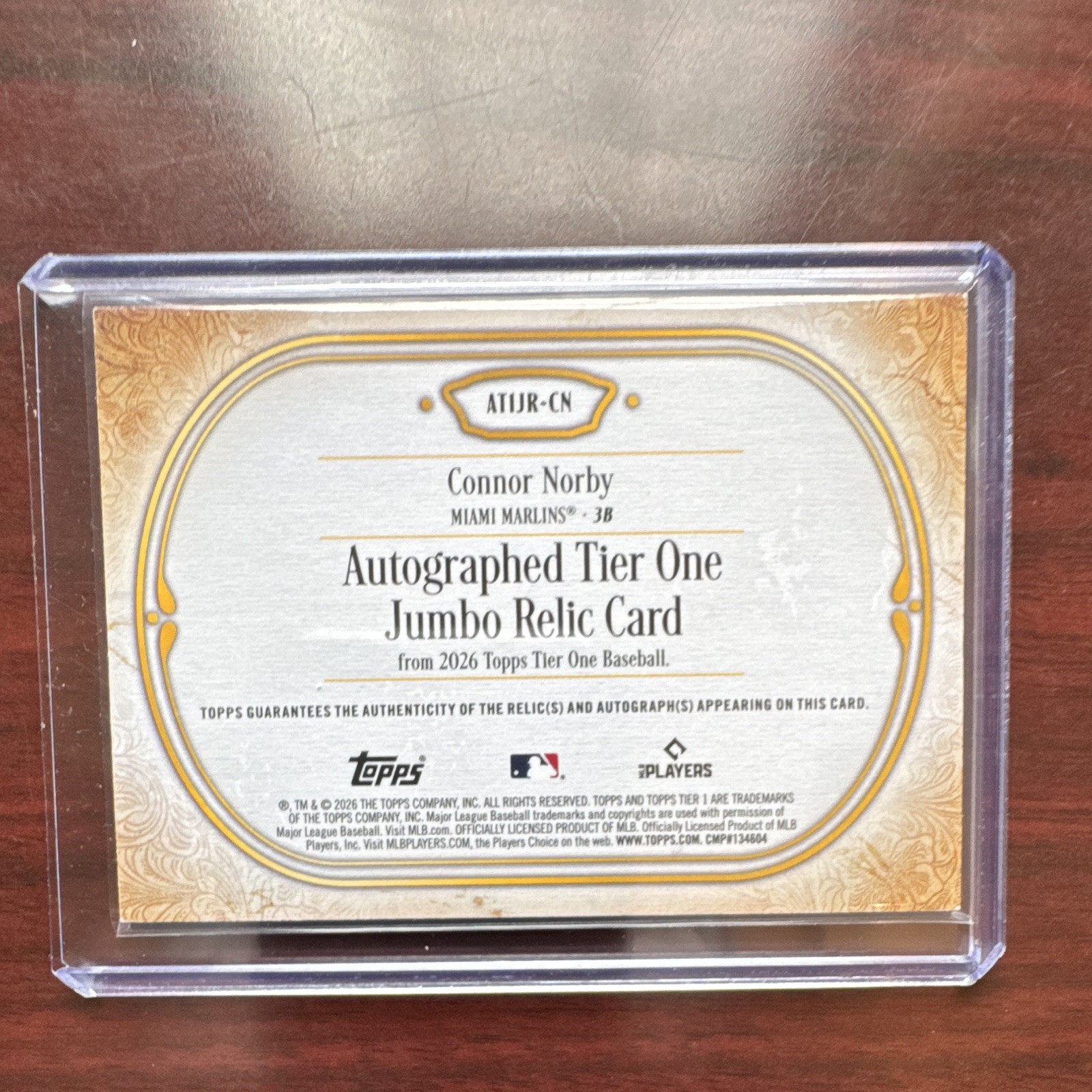 CONNOR NORBY PATCH AUTO 2026 TOPPS TIER ONE view 2